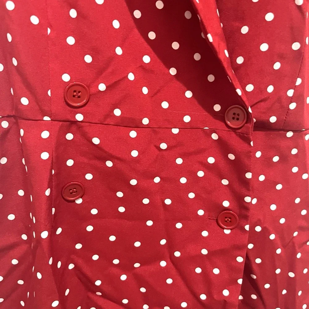 Womens Med Red Polka Dot Romper‎ Dress Retro Style Pinup 1950s 60s Rockabilly - Picture 3 of 10
